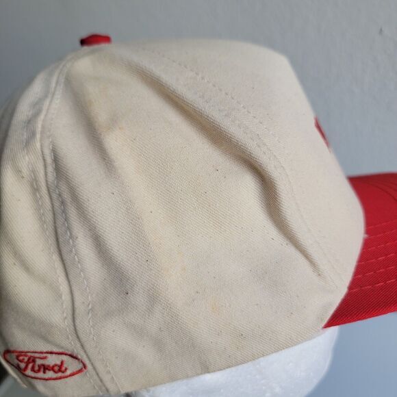 Vintage Ford Motorcraft Snapback‎ Hat Cap Red Cream Two Tone Made in USA - Picture 8 of 12